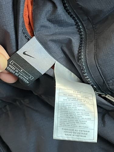 Rare 90s Vintage Nike Puffer Reversible Vest Big Logo Down Grey Orange Mens L - Thumbnail 6