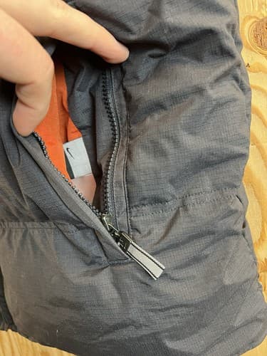 Rare 90s Vintage Nike Puffer Reversible Vest Big Logo Down Grey Orange Mens L - Thumbnail 5