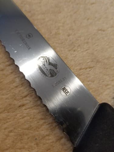 Victorinox Fibrox 8-Inch Serrated Bread Knife Slicer Black 5.2533.21 NSF Swiss - Thumbnail 2