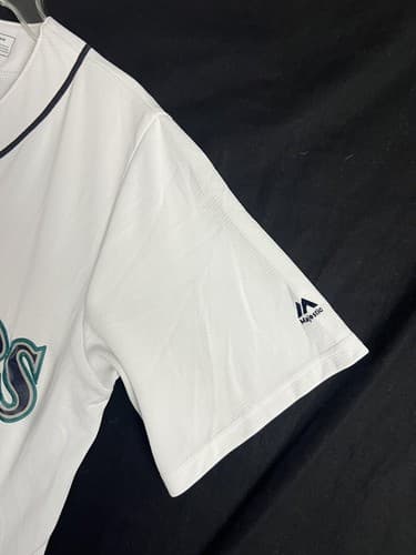Majestic Cool Base Seattle Mariners Stitched Blank Jersey White Mens M MLB *READ - Thumbnail 4