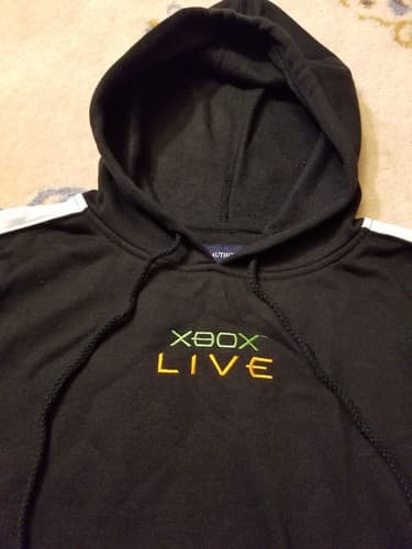 Rare Vtg Y2K Xbox Live Hoodie Sweatshirt Center Mini Logo Mens S Microsoft Halo - Thumbnail 2