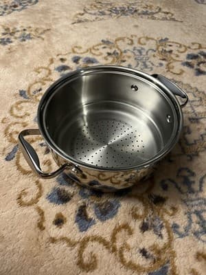 Belgique Pasta Strainer Colander Silicone Handles Cooker Pot Insert 8-9”x4” - Image 1