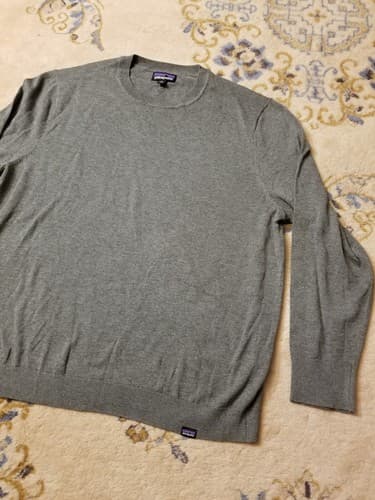 Patagonia Sweater Mens XL Yewcrag Knit Crew Neck Organic Cotton Grey - Thumbnail 2