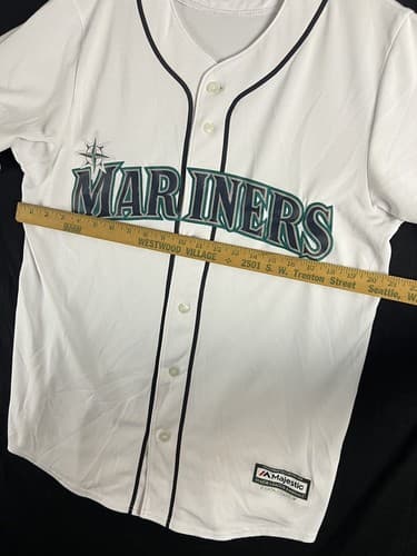 Majestic Cool Base Seattle Mariners Stitched Blank Jersey White Mens M MLB *READ - Thumbnail 10