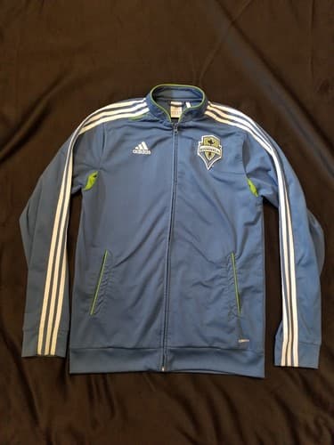 VTG ADIDAS Climalite SEATTLE SOUNDERS FC Training Zip Track Jacket Jersey Large - Image 1