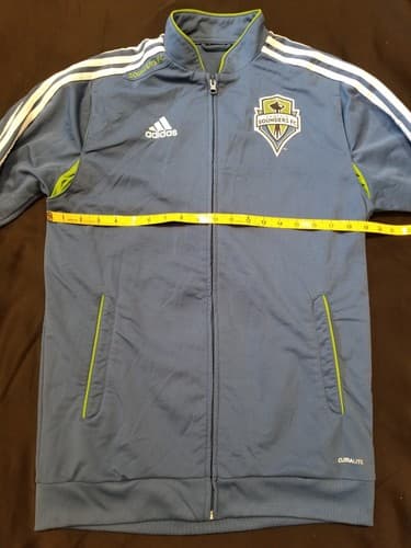 VTG ADIDAS Climalite SEATTLE SOUNDERS FC Training Zip Track Jacket Jersey Medium - Thumbnail 10