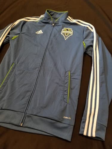VTG ADIDAS Climalite SEATTLE SOUNDERS FC Training Zip Track Jacket Jersey Medium - Thumbnail 2