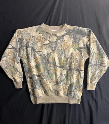 RARE VTG Hidden Wolf Woolen Predator Sweatshirt Pullover Jacket Mens L Camo - Image 1