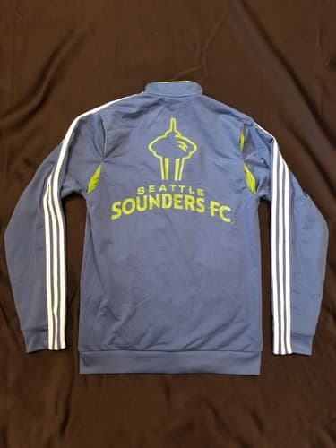 VTG ADIDAS Climalite SEATTLE SOUNDERS FC Training Zip Track Jacket Jersey Medium - Thumbnail 3