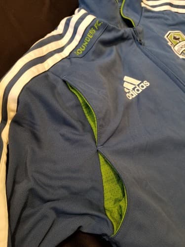 VTG ADIDAS Climalite SEATTLE SOUNDERS FC Training Zip Track Jacket Jersey Medium - Thumbnail 4