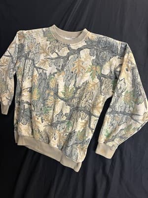 RARE VTG Hidden Wolf Woolen Predator Sweatshirt Pullover Jacket Mens L Camo - Thumbnail 2