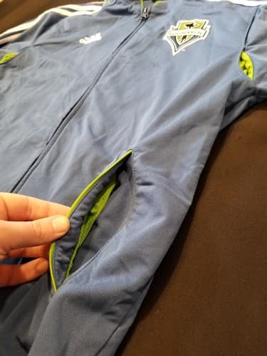 VTG ADIDAS Climalite SEATTLE SOUNDERS FC Training Zip Track Jacket Jersey Medium - Thumbnail 5