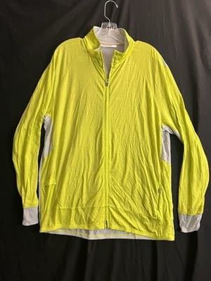 Icebreaker 150 Cool-Lite LS Full Zip Lyocell/ Wool Mens XXL Neon Yellow/ Grey - Image 1