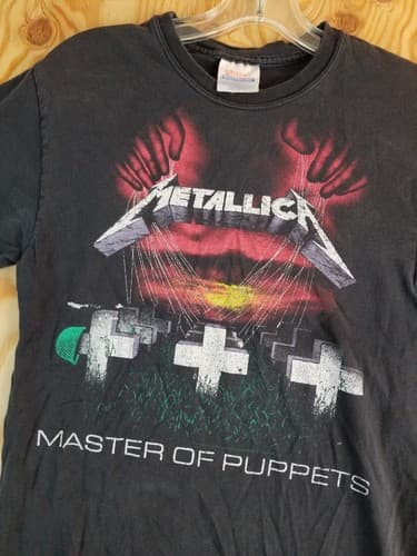 Vintage 2000s Metallica Master of Puppets T Shirt Small S Faded Black Mens Y2K - Thumbnail 2