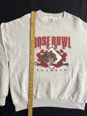 VTG WSU Sweatshirt XL Gray Rose Bowl 1998 Cougars Football USA Washington State - Thumbnail 7