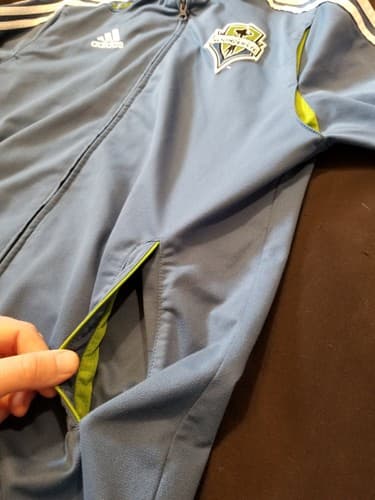 VTG ADIDAS Climalite SEATTLE SOUNDERS FC Training Zip Track Jacket Jersey Large - Thumbnail 12