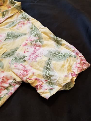 VTG Pineapple Juice Aloha Hawaiian Rayon Shirt Men Large Yellow Floral Flowers L - Thumbnail 10