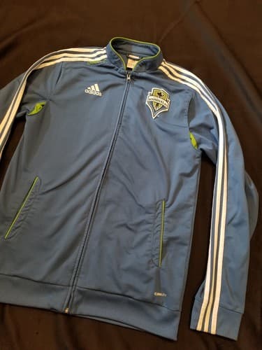VTG ADIDAS Climalite SEATTLE SOUNDERS FC Training Zip Track Jacket Jersey Large - Thumbnail 2