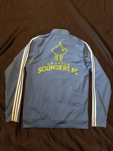 VTG ADIDAS Climalite SEATTLE SOUNDERS FC Training Zip Track Jacket Jersey Large - Thumbnail 3