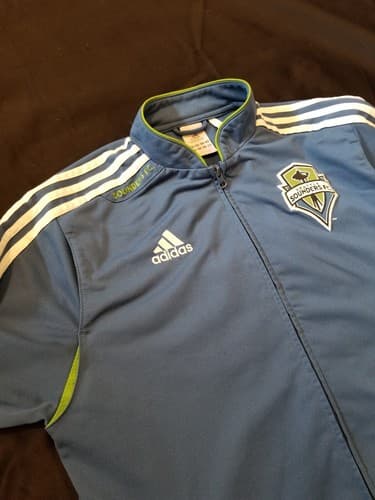 VTG ADIDAS Climalite SEATTLE SOUNDERS FC Training Zip Track Jacket Jersey Large - Thumbnail 11