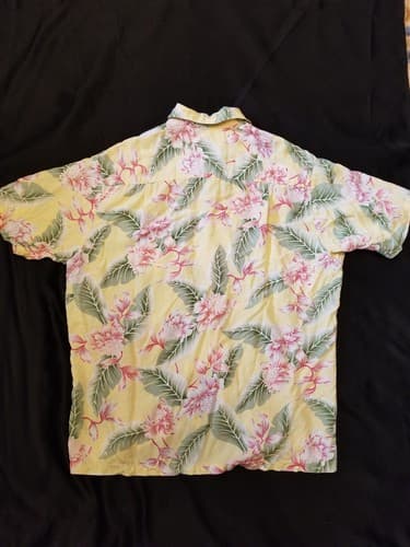 VTG Pineapple Juice Aloha Hawaiian Rayon Shirt Men Large Yellow Floral Flowers L - Thumbnail 9