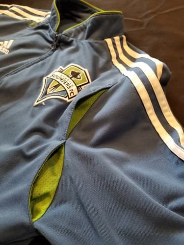 VTG ADIDAS Climalite SEATTLE SOUNDERS FC Training Zip Track Jacket Jersey Large - Thumbnail 13