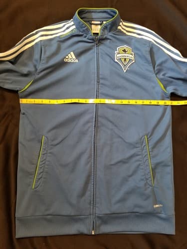 VTG ADIDAS Climalite SEATTLE SOUNDERS FC Training Zip Track Jacket Jersey Large - Thumbnail 9