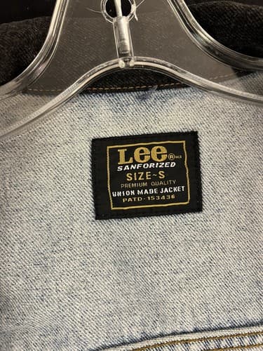 VTG Lee Riders Sanforized MR Union Mens S Light Blue Wash Denim Jean Jacket USA - Thumbnail 7