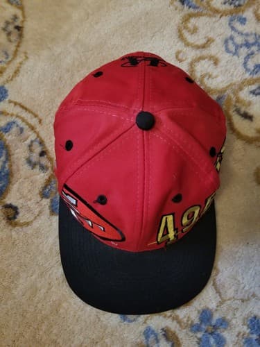 RARE Vtg San Francisco 49ers Big All Over Helmet Snapback Hat Logo Athletics Red - Thumbnail 7