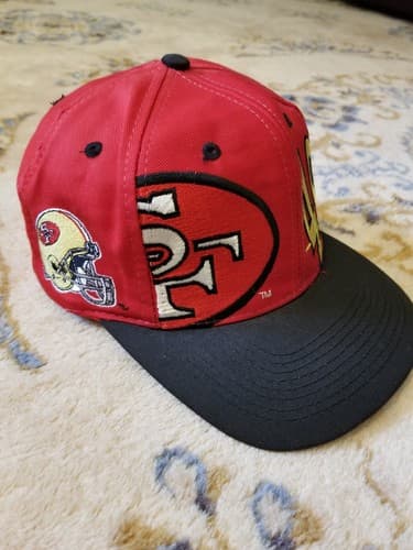 RARE Vtg San Francisco 49ers Big All Over Helmet Snapback Hat Logo Athletics Red - Thumbnail 3