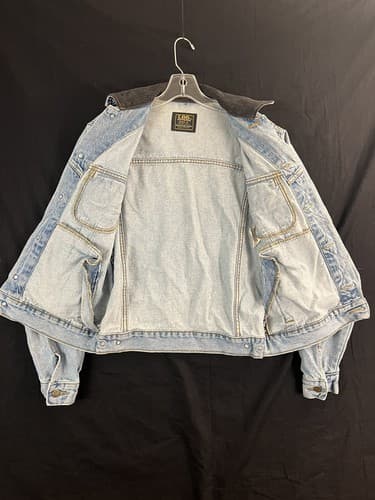 VTG Lee Riders Sanforized MR Union Mens S Light Blue Wash Denim Jean Jacket USA - Thumbnail 5