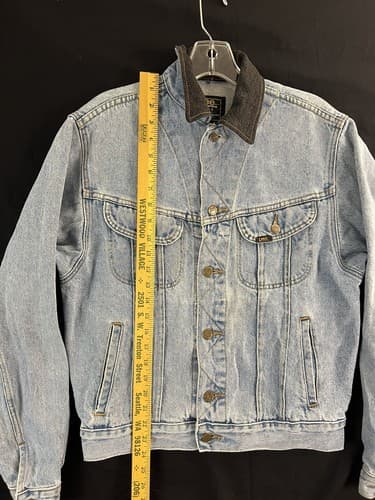 VTG Lee Riders Sanforized MR Union Mens S Light Blue Wash Denim Jean Jacket USA - Thumbnail 12