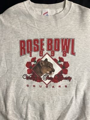 VTG WSU Sweatshirt XL Gray Rose Bowl 1998 Cougars Football USA Washington State - Thumbnail 4