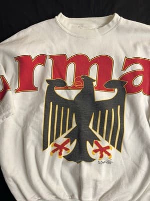 VTG Germany All Over Print Sweatshirt German Vulture 80s Football Soccer 2XL - Thumbnail 3