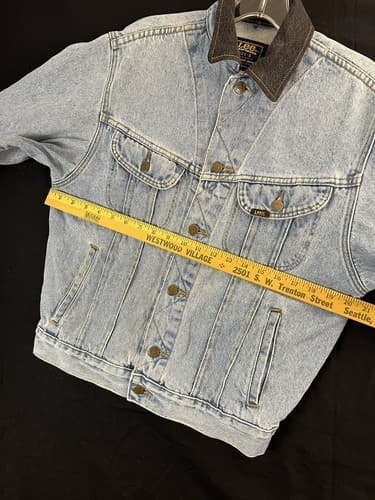 VTG Lee Riders Sanforized MR Union Mens S Light Blue Wash Denim Jean Jacket USA - Thumbnail 13