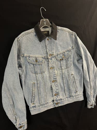 VTG Lee Riders Sanforized MR Union Mens S Light Blue Wash Denim Jean Jacket USA - Thumbnail 2