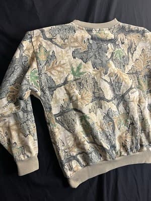 RARE VTG Hidden Wolf Woolen Predator Sweatshirt Pullover Jacket Mens L Camo - Thumbnail 12