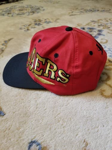 RARE Vtg San Francisco 49ers Big All Over Helmet Snapback Hat Logo Athletics Red - Thumbnail 6