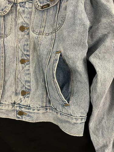 VTG Lee Riders Sanforized MR Union Mens S Light Blue Wash Denim Jean Jacket USA - Thumbnail 3