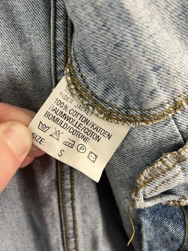 VTG Lee Riders Sanforized MR Union Mens S Light Blue Wash Denim Jean Jacket USA - Thumbnail 9