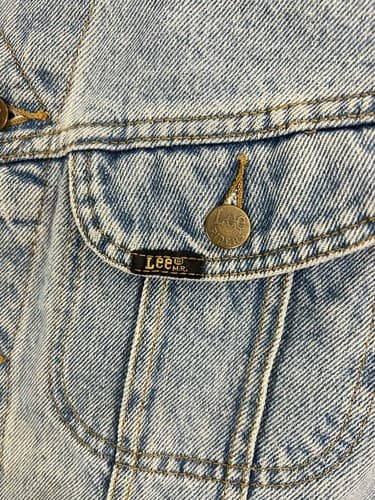 VTG Lee Riders Sanforized MR Union Mens S Light Blue Wash Denim Jean Jacket USA - Thumbnail 4