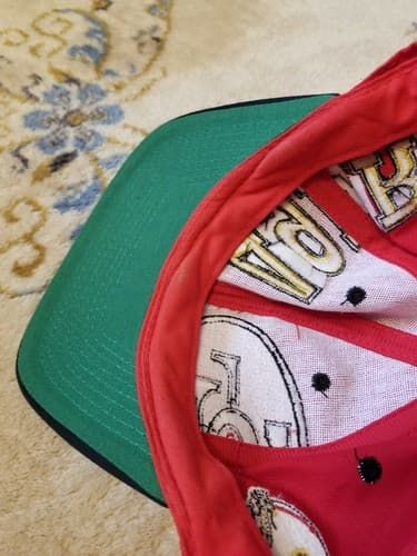 RARE Vtg San Francisco 49ers Big All Over Helmet Snapback Hat Logo Athletics Red - Thumbnail 9