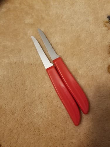 2 Quikut Paring Knives Red Overall Length 6" Blade 2.5" Knife Set - Thumbnail 5