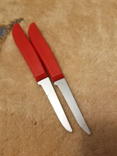 2 Quikut Paring Knives Red Overall Length 6" Blade 2.5" Knife Set - Thumbnail 6