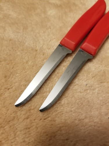 2 Quikut Paring Knives Red Overall Length 6" Blade 2.5" Knife Set - Thumbnail 2
