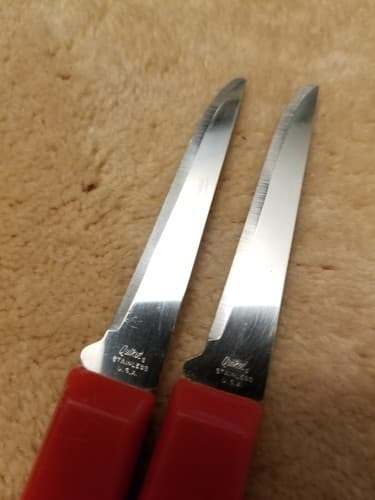 2 Quikut Paring Knives Red Overall Length 6" Blade 2.5" Knife Set - Thumbnail 4