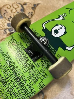 Rare TRANSPORTATION UNIT Skateboard Deck COMPLETE Ace Trucks Bones Super Reds TU - Thumbnail 8