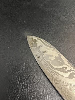 Handmade Chefs Knife 7” Blade Damascus Carbon Steel Rams Horn Handle + Red Wood - Thumbnail 5