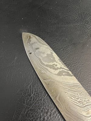 Handmade Chefs Knife 7” Blade Damascus Carbon Steel Rams Horn Handle + Red Wood - Thumbnail 4