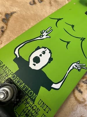Rare TRANSPORTATION UNIT Skateboard Deck COMPLETE Ace Trucks Bones Super Reds TU - Thumbnail 9